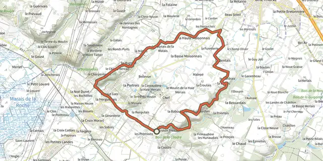 The Sentier du Sillon de Bretagne track on the IGN map