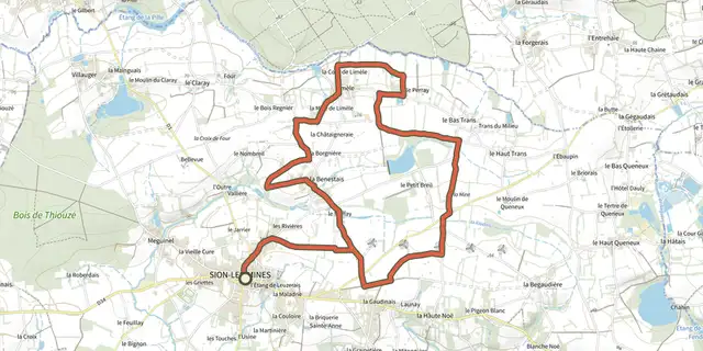 The Sentier des mines track on the IGN map