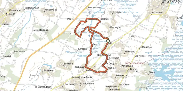 The Entre chaumières et marais track on the IGN map
