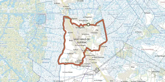 The Les Chaussées track on the IGN map