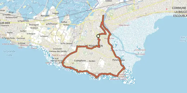 The Sentier de "La Côte Sauvage" (variante) track on the OpenTopoMap map