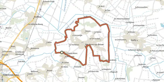 Tracé de Circuit des marais (Ste-Anne-sur-Brivet) sur le Plan IGN