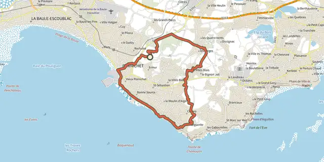 The Entre plages et bocage track on the IGN map