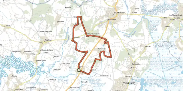 Tracé de La Cour aux Loups sur le Plan IGN