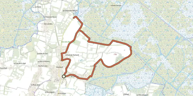 The Marais et bocage track on the IGN map