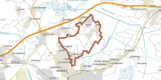 Tracé de Les marais de Maca sur le Plan IGN