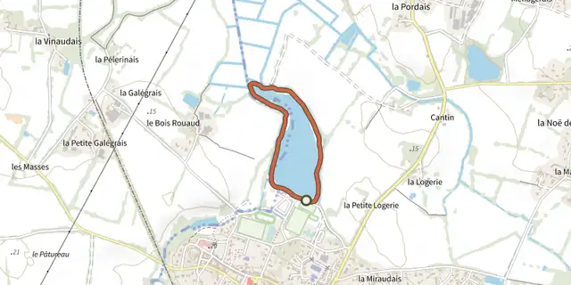 Tracé de Tour du Lac de Saint-Viaud sur le Plan IGN