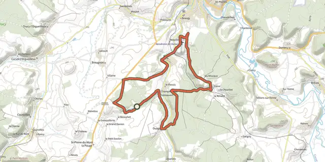 Tracé de Circuit Vtt Ouagne sur le Plan IGN