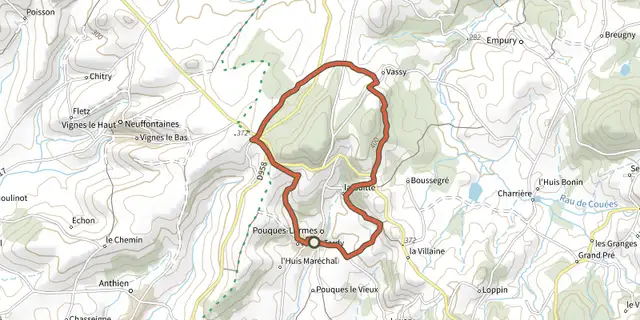 The Les Bois de Mont Vigne track on the IGN map