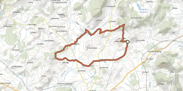 Tracé de Circuit de la Vallee de la Roche sur le Plan IGN