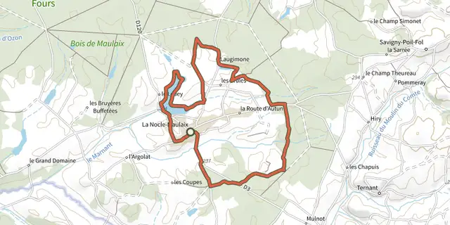 Tracé de Circuit des 2 Etangs sur le Plan IGN