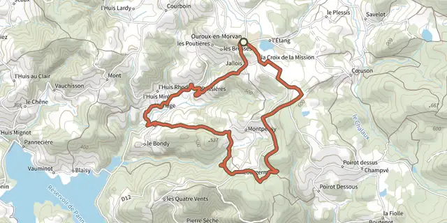 The Ouroux en Morvan 6 track on the IGN map