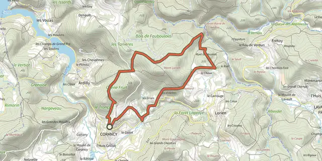 Tracé de Boucle de la Chapelle de Faubouloin sur le Plan IGN