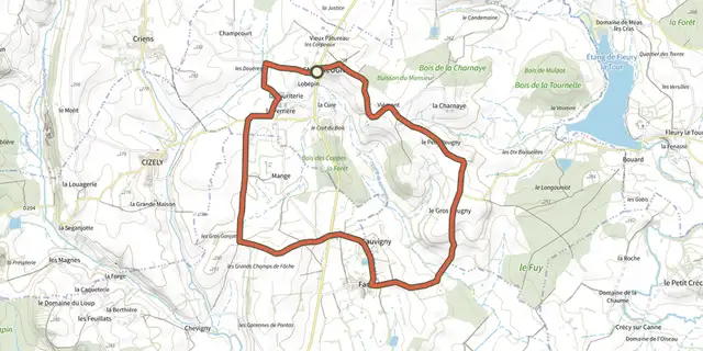 The Frasnay Reugny track on the IGN map