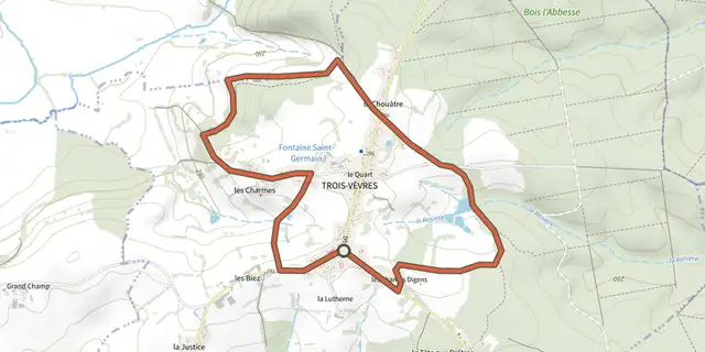 Tracé de Trois Vevres sur le Plan IGN
