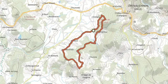 The Les Fontaines track on the IGN map