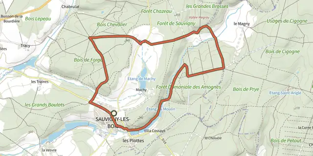Tracé de Circuit de Chassy sur le Plan IGN