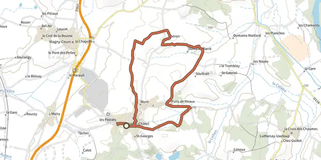 The Chemin des Domaines et Chateaux track on the IGN map