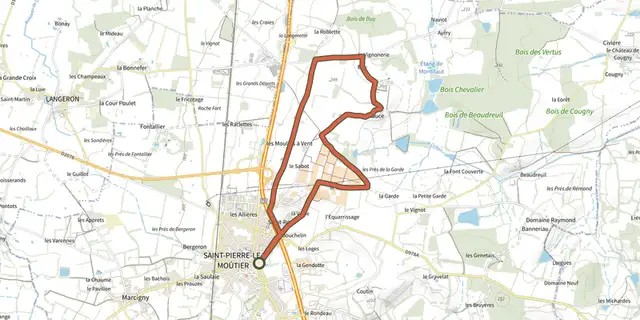 The Chemin des Moulins A Vent track on the IGN map