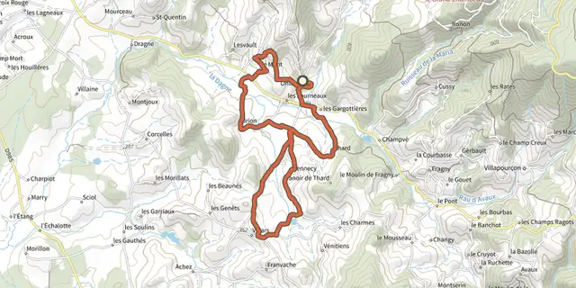 The Le Chemin des Puits d Onlay track on the IGN map