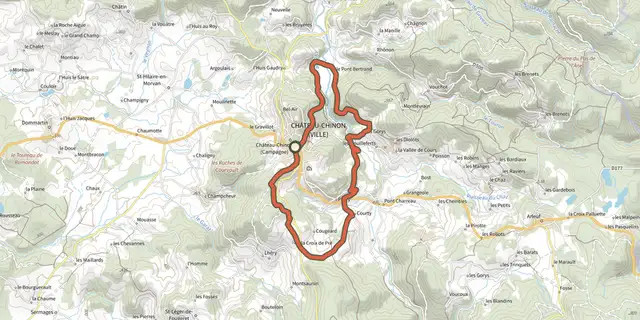 The Grand Tour de Chateau Chinon track on the IGN map