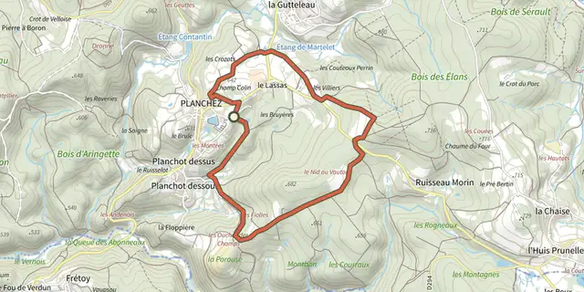 The Boucle du Nid au Vautour track on the IGN map