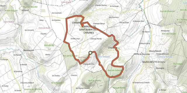 Tracé de Circuit de St-Aubin-des-Chaumes sur le Plan IGN