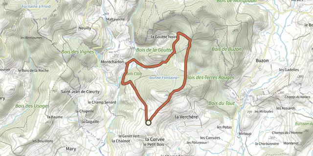 Tracé de Circuit des Bois Clairs sur le Plan IGN