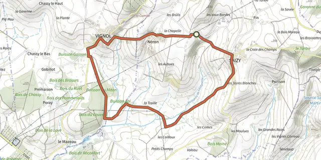 Tracé de Circuit de Saizy-Vignol sur le Plan IGN