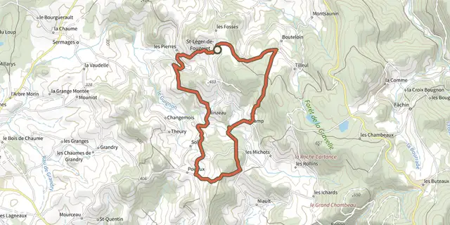 The A la Decouverte des Hameaux track on the IGN map