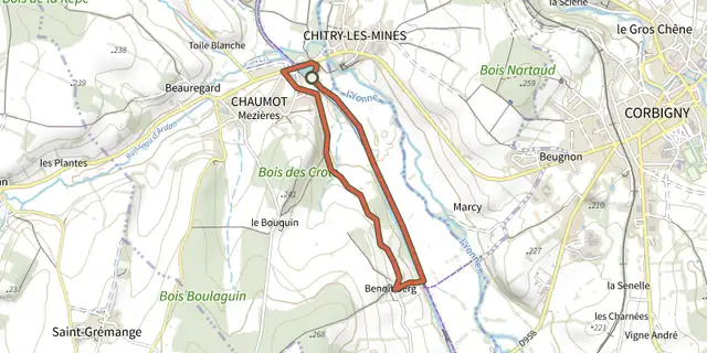 Tracé de Circuit de la Gloriette sur le Plan IGN