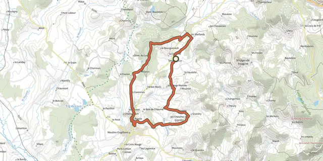 The Autour de Sermages track on the IGN map
