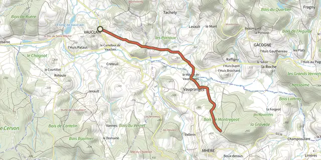 Tracé de Circuit des Trois Eveches Transversale sur le Plan IGN