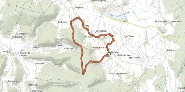The A Travers Bois track on the IGN map