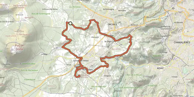 The Le Puy de Montrodeix track on the IGN map