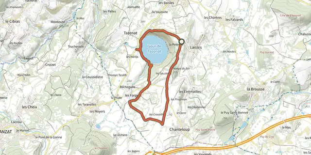 Tracé de Le Gour de Tazenat sur le Plan IGN