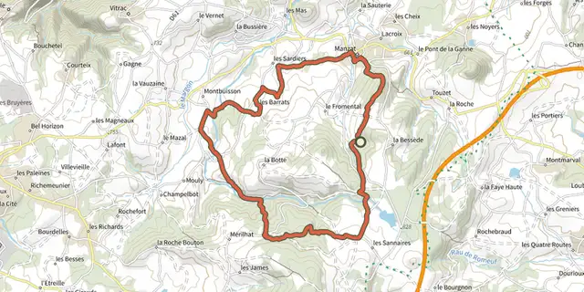 Tracé de Aux Sources de la Morge sur le Plan IGN