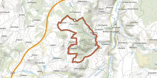 Tracé de Le puy de Neuffont sur le Plan IGN