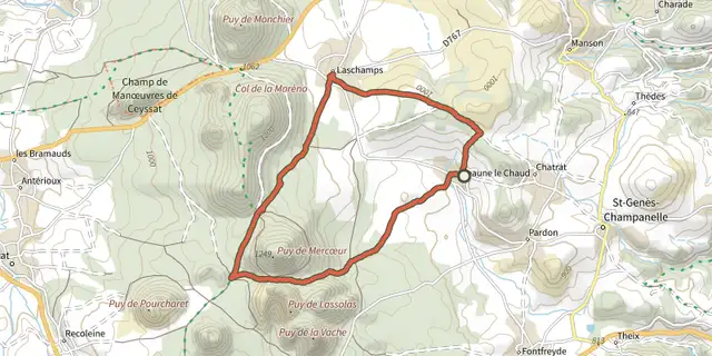 Tracé de Autour du Puy de Mercoeur sur le Plan IGN