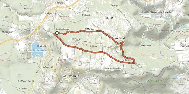 The Nadaillat track on the IGN map