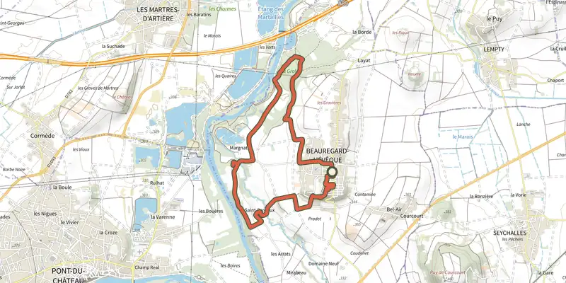 Map of the La Chapelle Saint-Aventin track on the IGN map, with the start and numbered waypoints