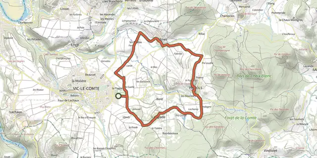 Tracé de Le Bassin de VIc-le-Comte sur le Plan IGN