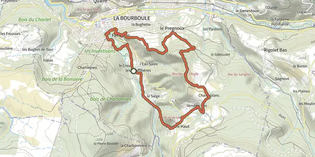 The La Roche de Vendeix track on the IGN map