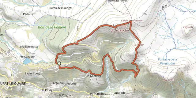 Tracé de La Banne d'Ordanche sur le Plan IGN