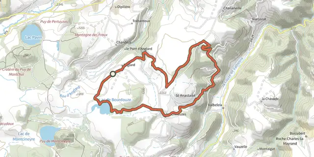 Tracé de Le lac de Bourdouze sur le Plan IGN