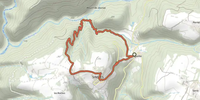 The Les Mines de la Guinguette track on the IGN map