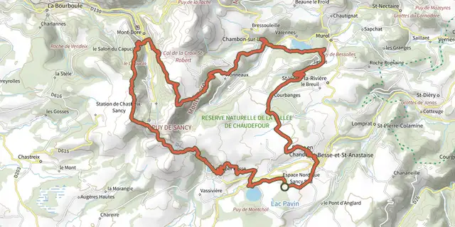 Tracé de Boucle Sancy Est Départ de Besse-et-St-Anastaise sur le Plan IGN