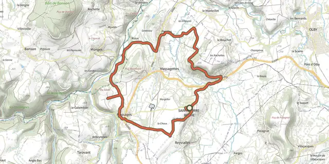 Tracé de Les villages de St-Pierre-Roche sur le Plan IGN