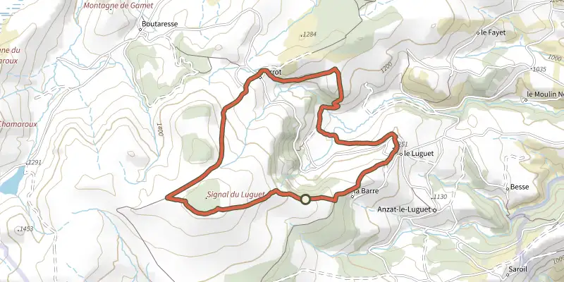 Carte du tracé de Le Signal du Luguet sur le Plan IGN, départ et points de passage numérotés