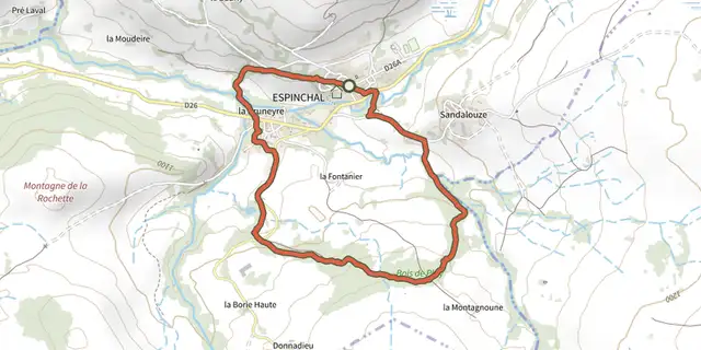 The Le bois de Play track on the OpenTopoMap map